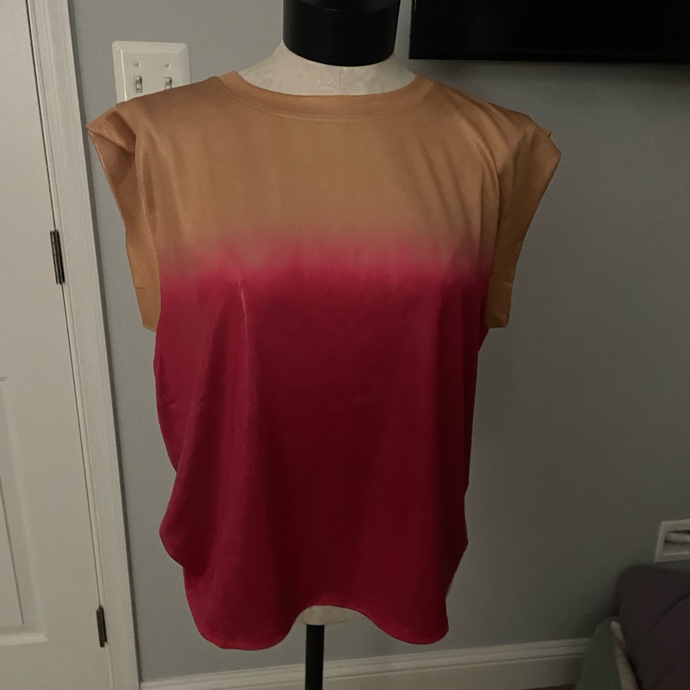 Porridge cool gold and red shimmer tank